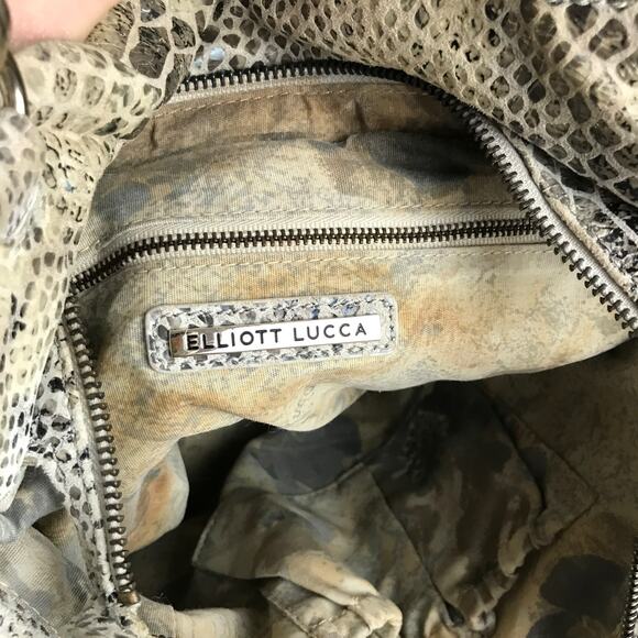 Vintage Lucca Elliott Handbag Womens Brown Faux Snakeskin Disco Retro Boho Chain - Picture 2 of 5